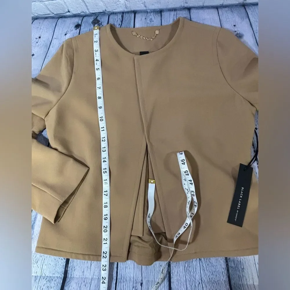 Chico’s 1 Black Label Sweet Caramel Preppy Academia Businesscore Peplum Blazer 8